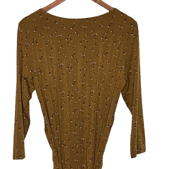 Garnet Hill Womens Ditzy Floral Faux Wrap Maxi Dress Size M Forest Fairy Earthy - Picture 6 of 16